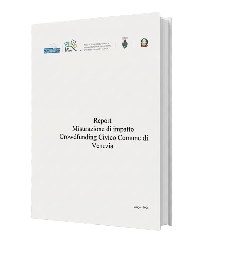 Il report di misurazione d'impatto del Crowdfunding Civico del Comune di Venezia, in formato libretto